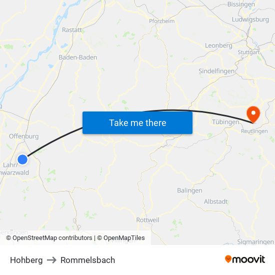 Hohberg to Rommelsbach map