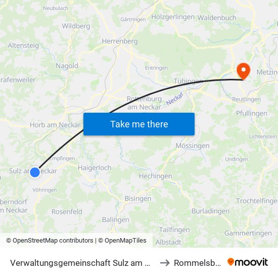 Verwaltungsgemeinschaft Sulz am Neckar to Rommelsbach map