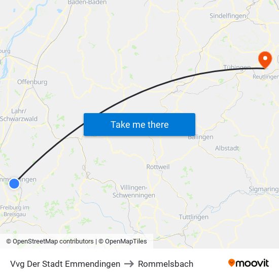 Vvg Der Stadt Emmendingen to Rommelsbach map