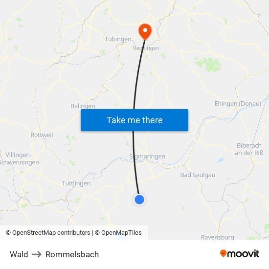 Wald to Rommelsbach map