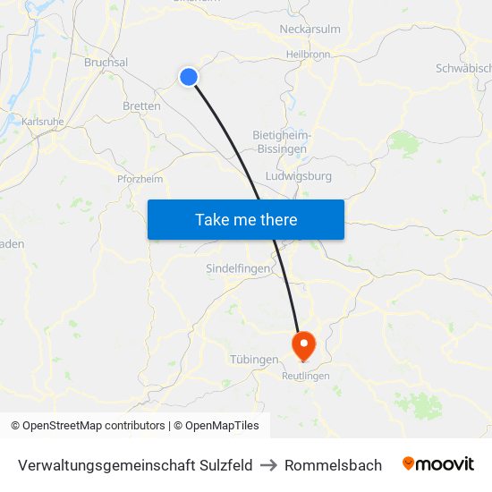 Verwaltungsgemeinschaft Sulzfeld to Rommelsbach map