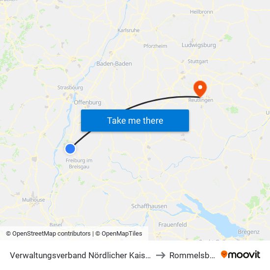 Verwaltungsverband Nördlicher Kaiserstuhl to Rommelsbach map