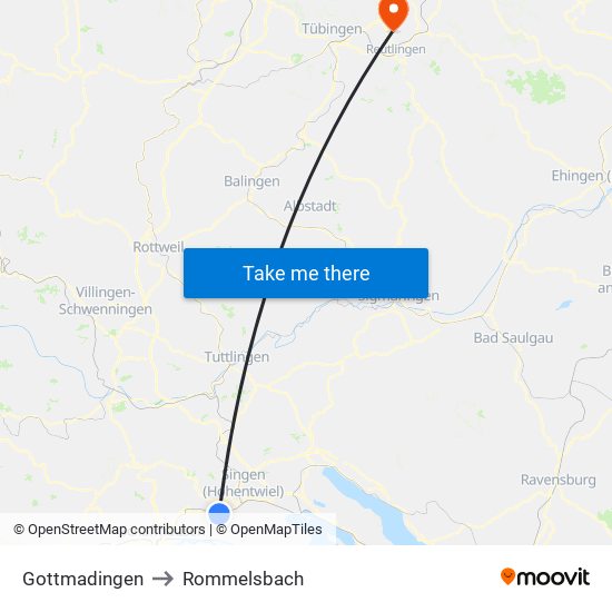 Gottmadingen to Rommelsbach map