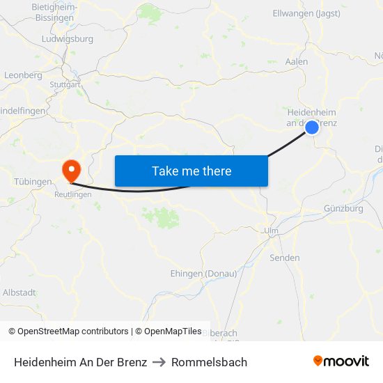 Heidenheim An Der Brenz to Rommelsbach map