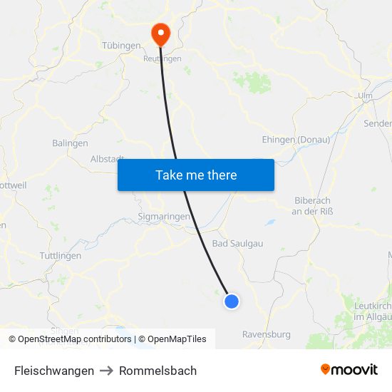 Fleischwangen to Rommelsbach map