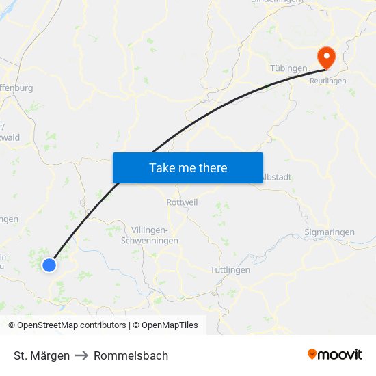 St. Märgen to Rommelsbach map