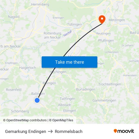 Gemarkung Endingen to Rommelsbach map