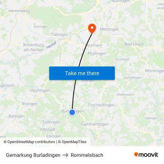 Gemarkung Burladingen to Rommelsbach map