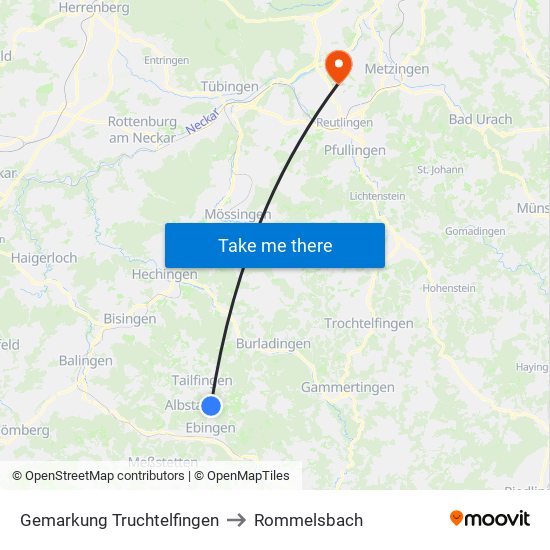 Gemarkung Truchtelfingen to Rommelsbach map