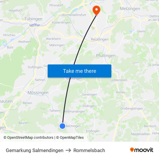 Gemarkung Salmendingen to Rommelsbach map