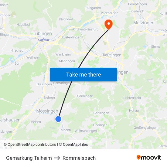 Gemarkung Talheim to Rommelsbach map