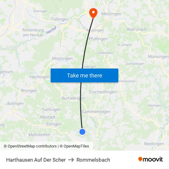 Harthausen Auf Der Scher to Rommelsbach map