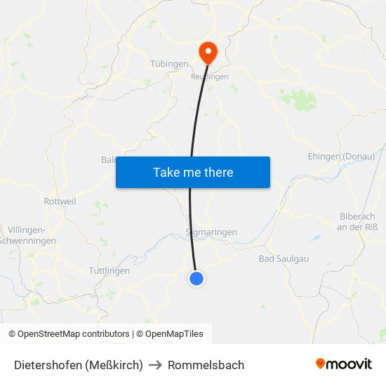 Dietershofen (Meßkirch) to Rommelsbach map