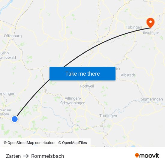 Zarten to Rommelsbach map