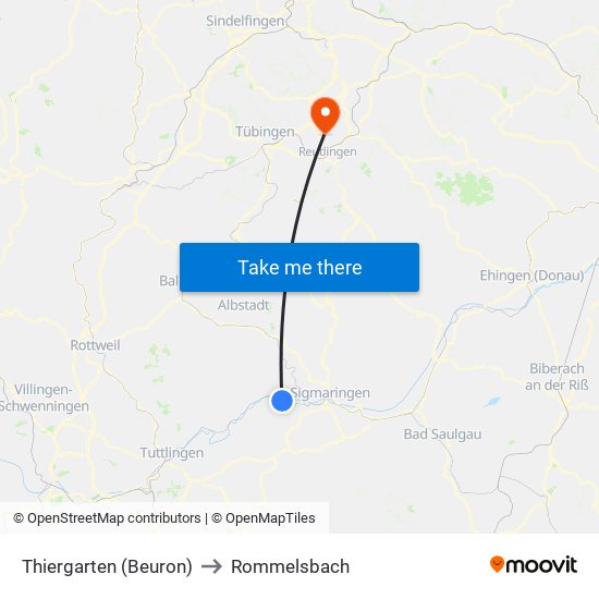 Thiergarten (Beuron) to Rommelsbach map