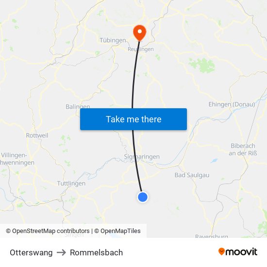 Otterswang to Rommelsbach map