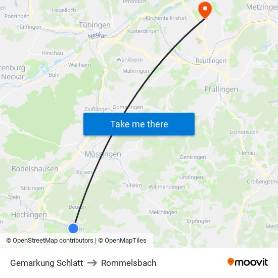 Gemarkung Schlatt to Rommelsbach map