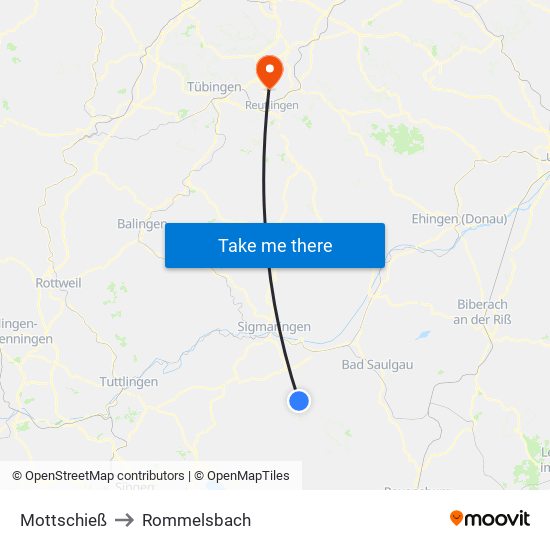 Mottschieß to Rommelsbach map