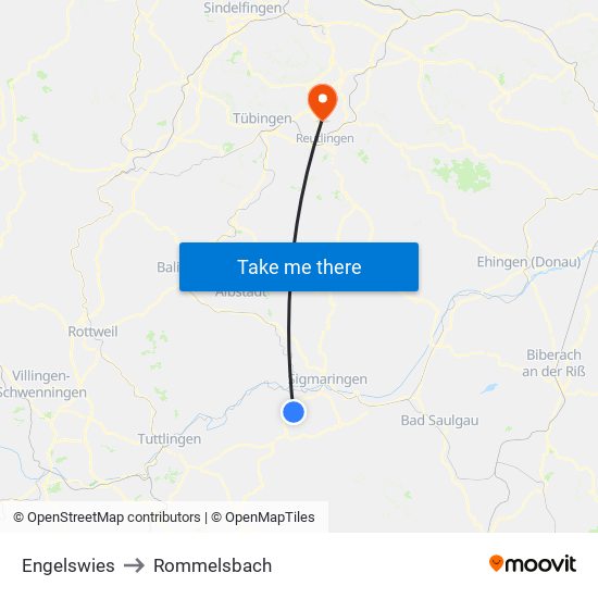 Engelswies to Rommelsbach map