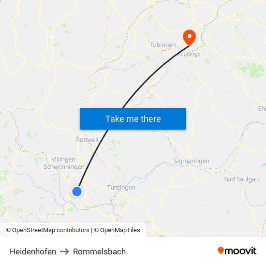 Heidenhofen to Rommelsbach map