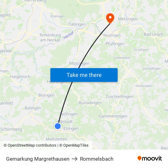 Gemarkung Margrethausen to Rommelsbach map
