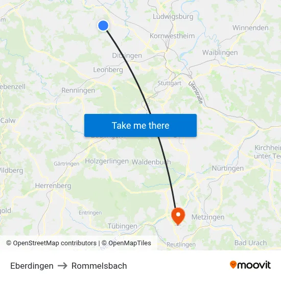 Eberdingen to Rommelsbach map