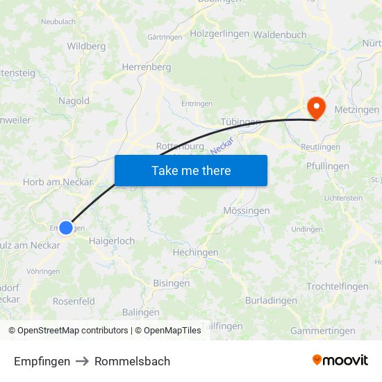 Empfingen to Rommelsbach map