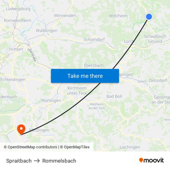Spraitbach to Rommelsbach map
