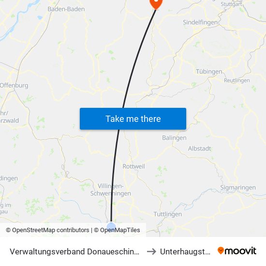 Verwaltungsverband Donaueschingen to Unterhaugstett map