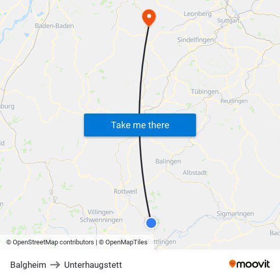 Balgheim to Unterhaugstett map