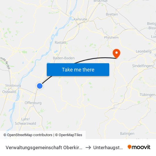 Verwaltungsgemeinschaft Oberkirch to Unterhaugstett map