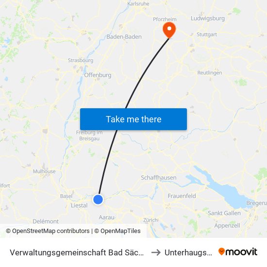 Verwaltungsgemeinschaft Bad Säckingen to Unterhaugstett map
