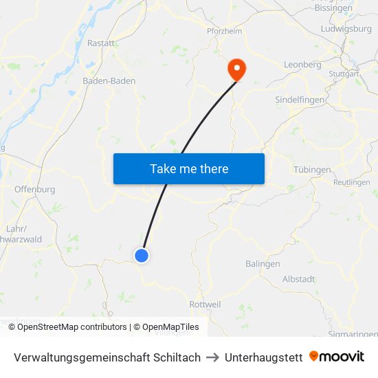 Verwaltungsgemeinschaft Schiltach to Unterhaugstett map