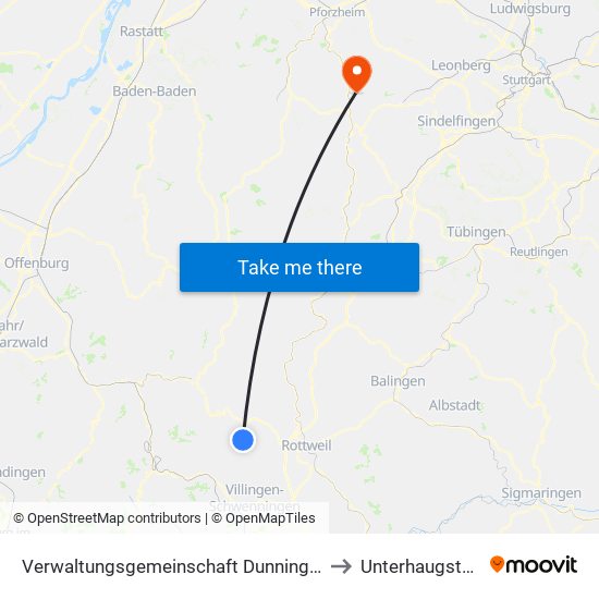 Verwaltungsgemeinschaft Dunningen to Unterhaugstett map