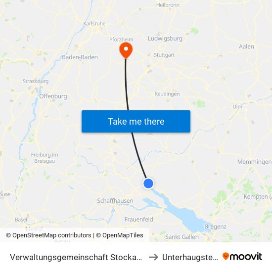 Verwaltungsgemeinschaft Stockach to Unterhaugstett map