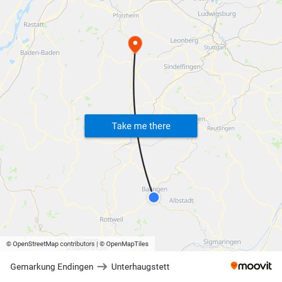 Gemarkung Endingen to Unterhaugstett map