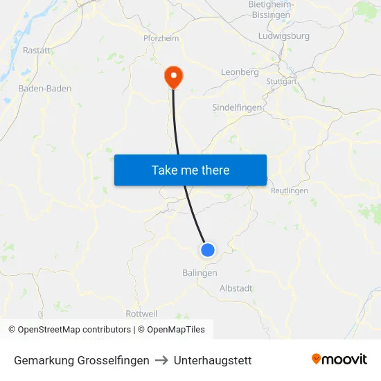 Gemarkung Grosselfingen to Unterhaugstett map
