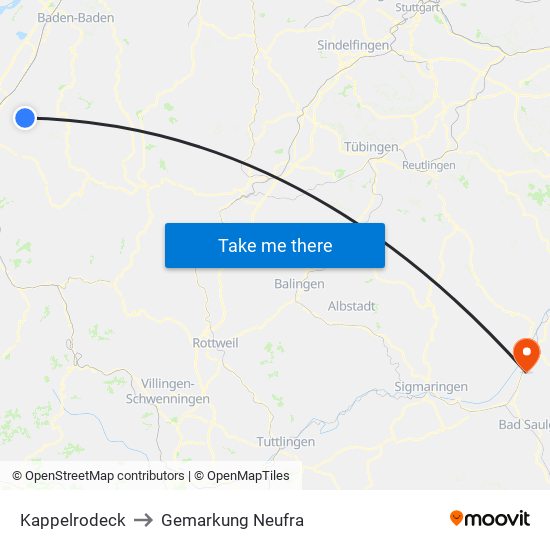 Kappelrodeck to Gemarkung Neufra map