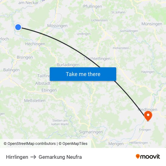 Hirrlingen to Gemarkung Neufra map