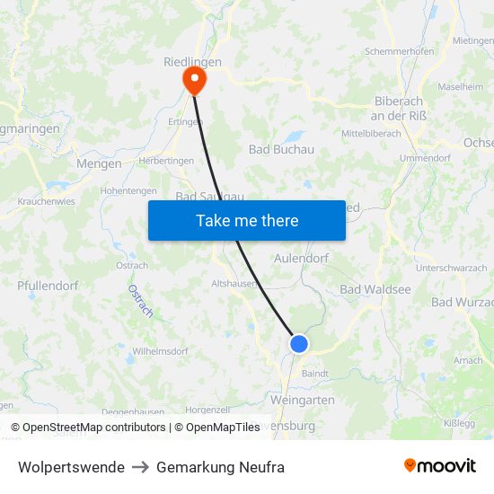 Wolpertswende to Gemarkung Neufra map