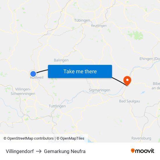 Villingendorf to Gemarkung Neufra map