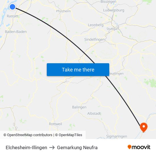 Elchesheim-Illingen to Gemarkung Neufra map