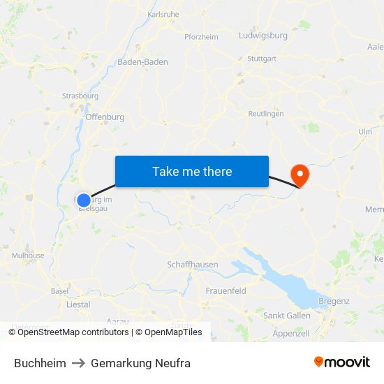 Buchheim to Gemarkung Neufra map