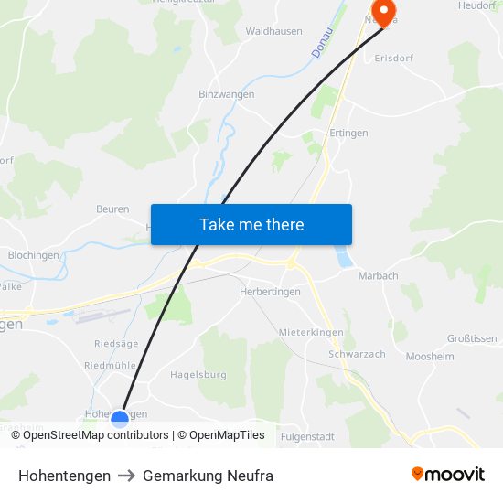 Hohentengen to Gemarkung Neufra map