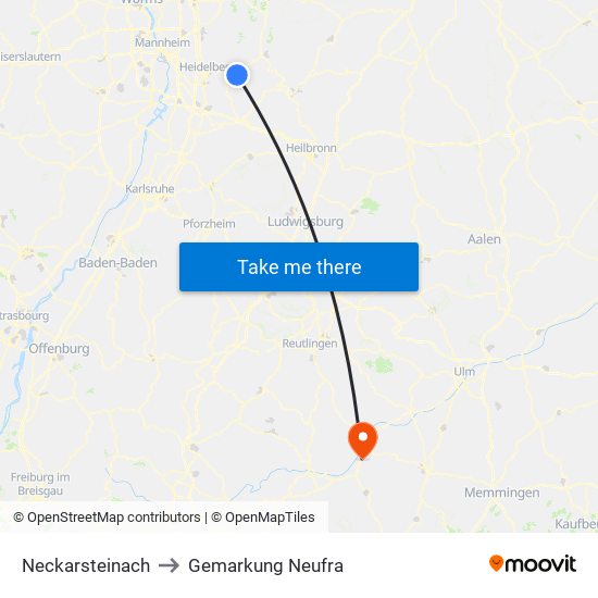 Neckarsteinach to Gemarkung Neufra map