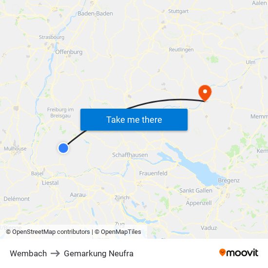 Wembach to Gemarkung Neufra map