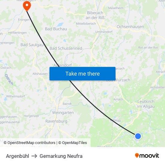 Argenbühl to Gemarkung Neufra map