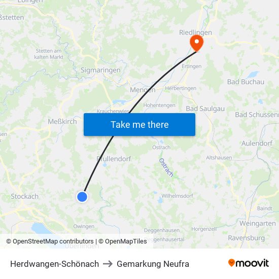 Herdwangen-Schönach to Gemarkung Neufra map