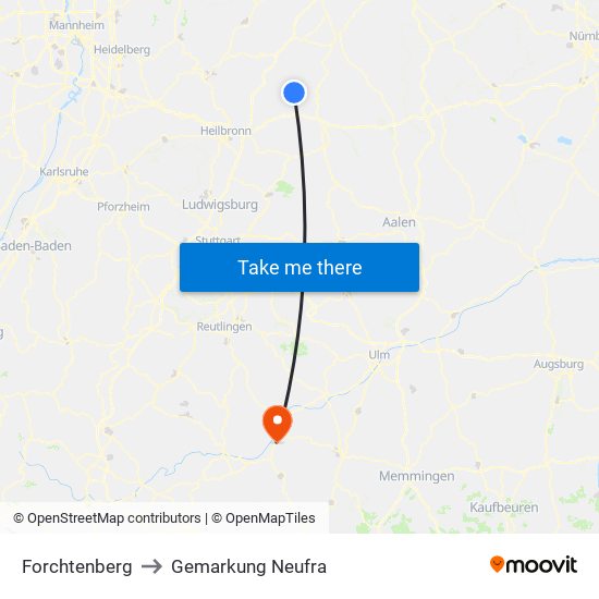 Forchtenberg to Gemarkung Neufra map