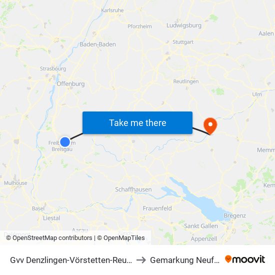Gvv Denzlingen-Vörstetten-Reute to Gemarkung Neufra map